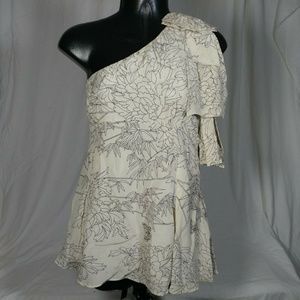 Fumblin foe womens M silk one shoulder tank flower